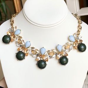 Statement Necklace, Lee by Lee Angel | Baby Blue, Forest Green & Rhinestones‎